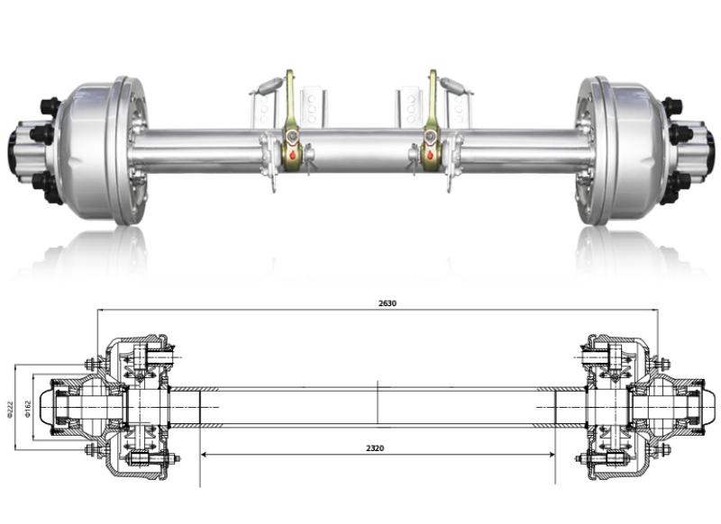 Boat trailer axle with hubs