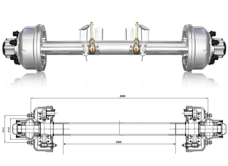 Agricultural trailer axle