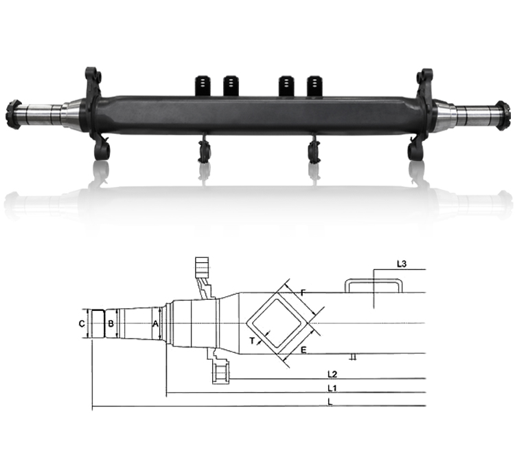 Double axle tilt trailer axle